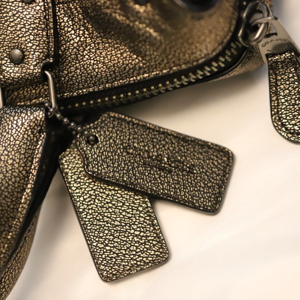 COACH METALLIC  LEATHER RHYDER 24 SATCHEL HANDBAG CROSSBODY DETACHABLE STRAP EUC - Picture 12 of 16